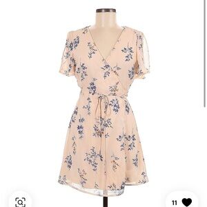 Lulu's Floral Peach Flutter Sleeve Sundress